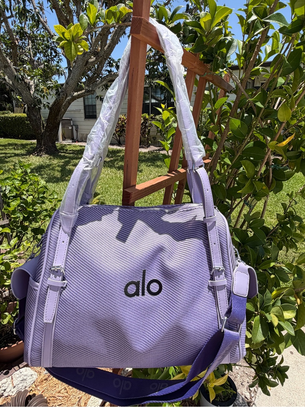ALO Yoga Lavender Duffel Tote Bag